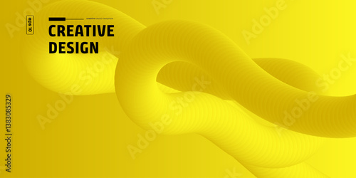Abstract Yellow 3D Fluid Wave Creative Design Background