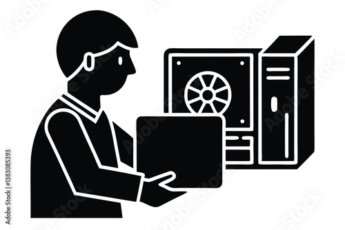 Student Learning Computer Hardware Components Vector