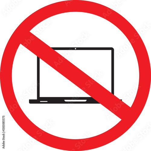 No computer laptop, electronic device sign, isolated on white background