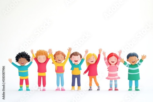 A group of children with backpacks are joyfully running down a hallway