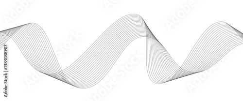 Abstract wavy grey blend liens technology abstract lines on white background. Digital frequency track equalizer. Vector illustration. 