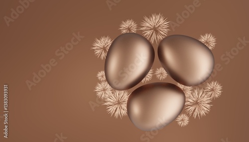 Happy Easter background in trendy chocolate colors