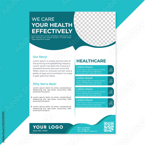 Modern minimalist  and creative  medical health care  corporate flyer design template a4 colorful  poster design template