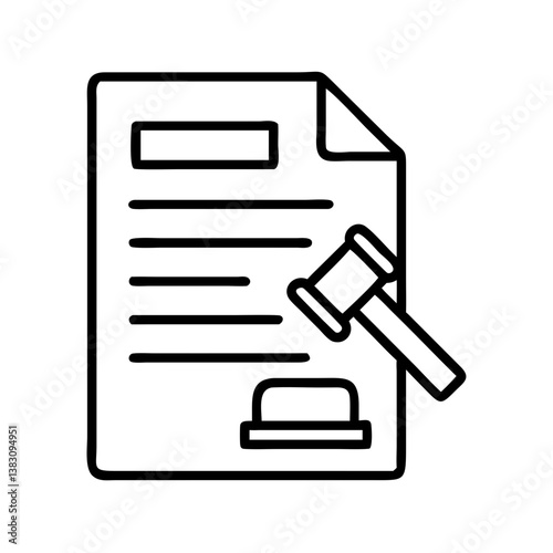 Legal document with gavel icon representing law justice and legal proceedings in a court of law case