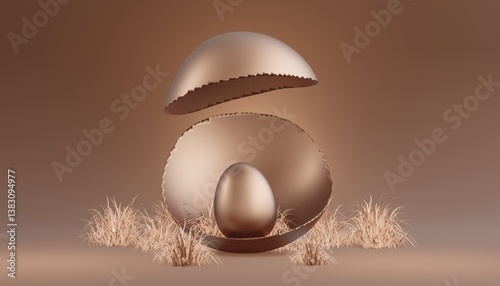 Happy Easter background in trendy chocolate colors