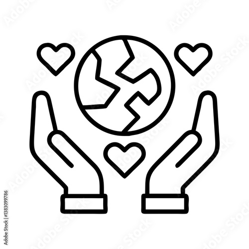 Hands holding earth globe vector icon illustration for world environment day and love of nature concept