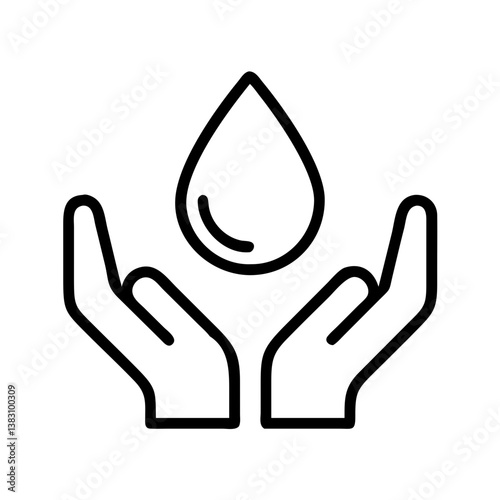 Water drop in hands icon vector illustration for clean water conservation and save water resources concept