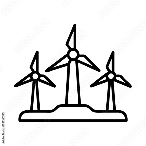 Wind turbine farm vector icon renewable energy source power generation green technology sustainable industry