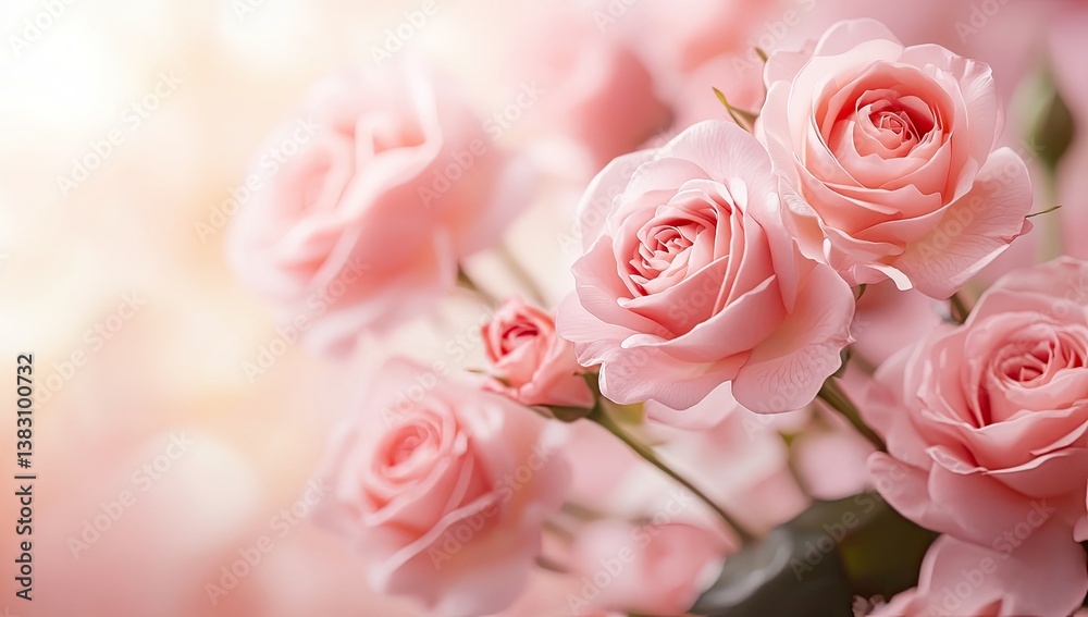 Delicate pink roses in soft focus