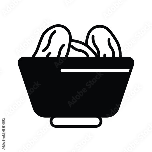 An amazingly designed glyph style icon of dates bowl