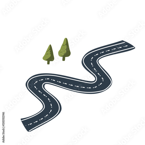 winding road with pine tree