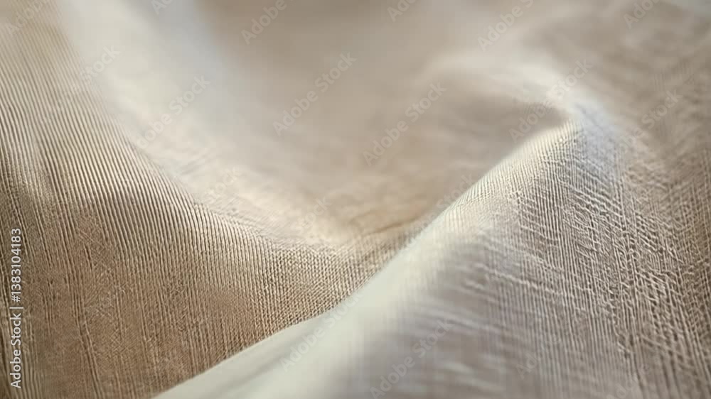 Beige linen or cotton fabric flowing gently