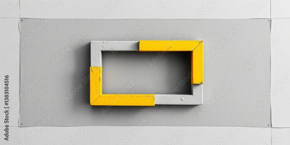 Abstract Grey and Yellow Frame on Wall Modern Minimalist Art Design Abstract Grey and Yellow Frame on Wall Modern Minimalist Art Design
