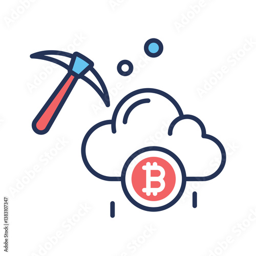 Catch a sight of this modern line icon of bitcoin cloud mining