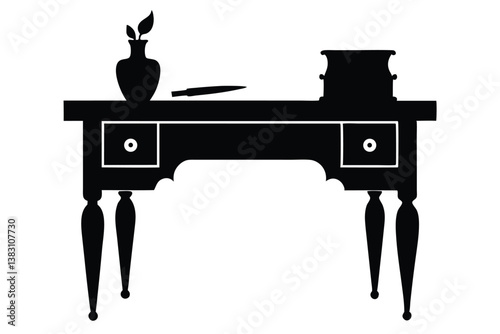 set of silhouettes of old fashioned objects