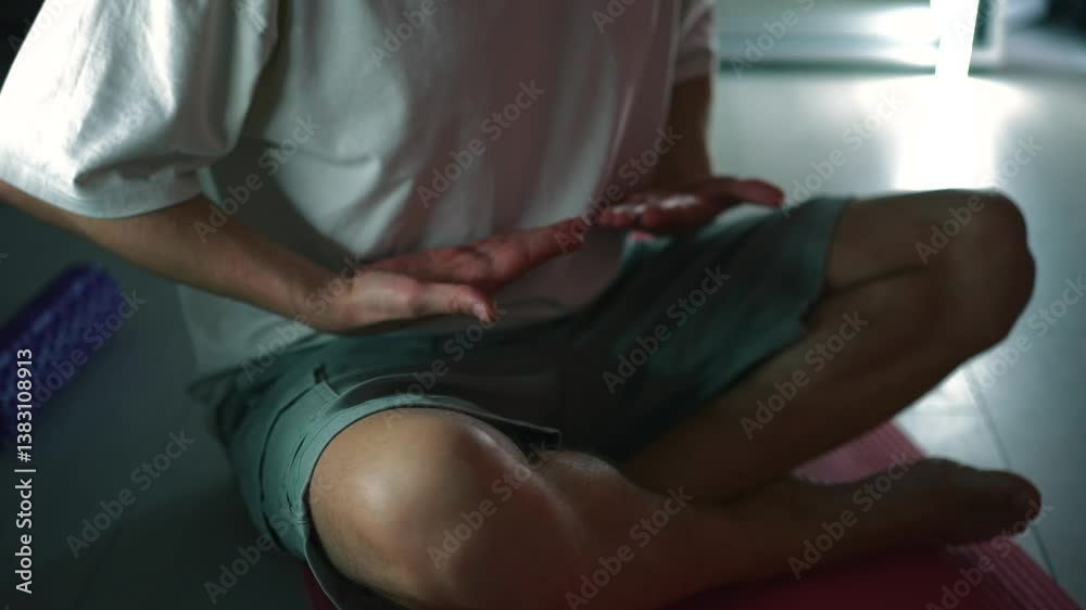 Yoga class.
A person in the lotus pose performs breathing practices.
Meditation and relaxation in the lotus pose.
Calmness, yoga, pose, breathing, relaxation Yoga class.
A person in the lotus pose performs breathing practices.
Meditation and relaxation in the lotus pose.
Calmness, yoga, pose, breathing, relaxation