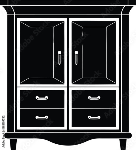 cupboard black and white silhouette vector design