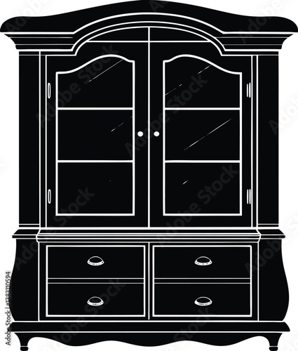 cupboard black and white silhouette vector design