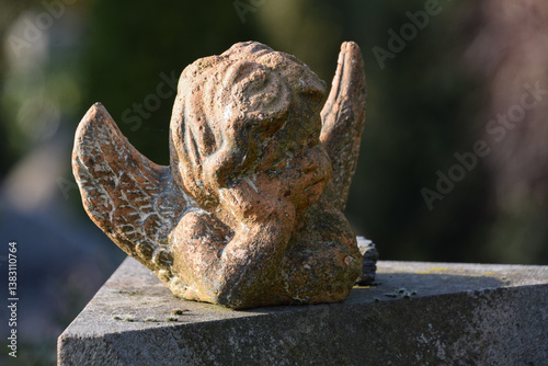 Angel sculpture on a gravestone