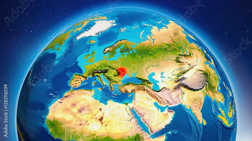 Earth's Detailed Map, Focusing on Eurasia