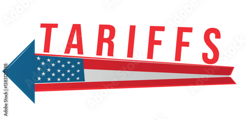 US policy concept of increasing import tariffs in 2025, arrow with USA flag. Vector illustration