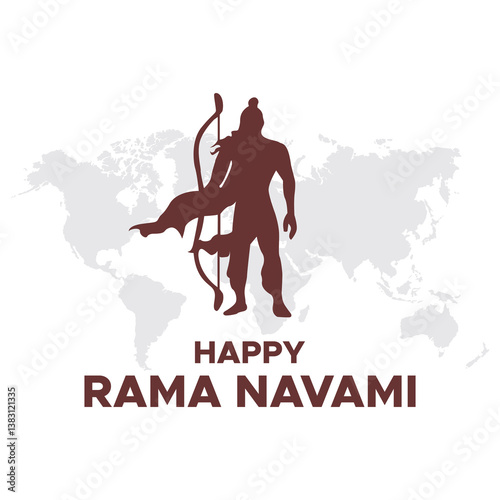 Vector illustration of Happy Ram Navami social media feed template written in Hindi text means happy ram navami 