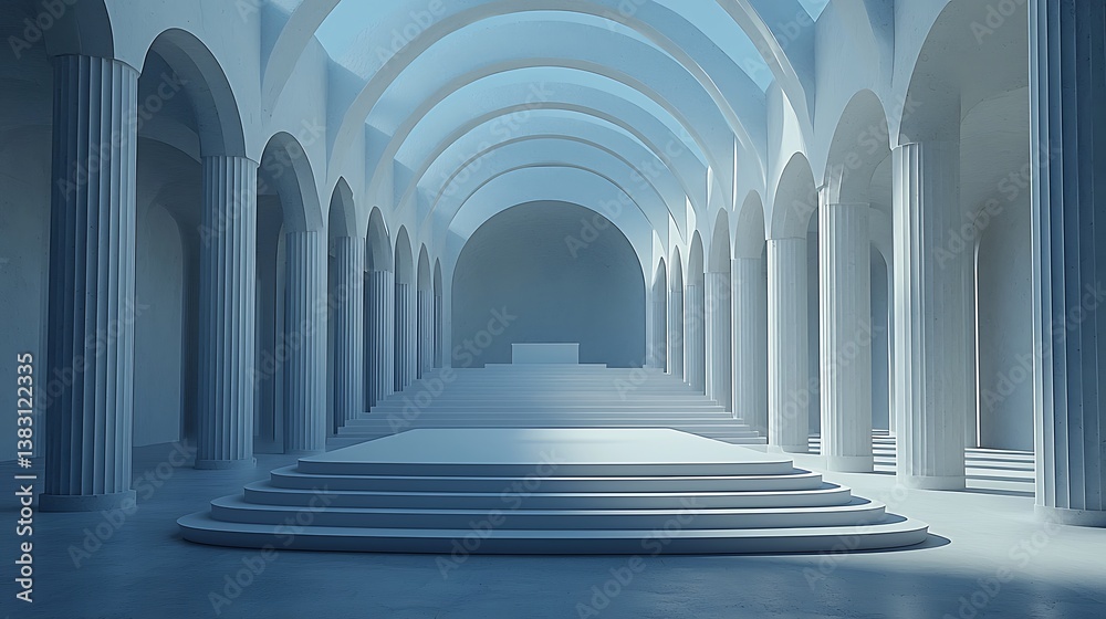 Fototapeta premium Grand White Hall Interior Architecture