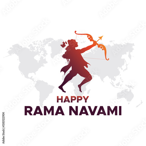 Vector illustration of Happy Ram Navami social media feed template written in Hindi text means happy ram navami 