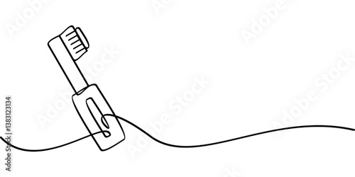 continuous line drawing of toothbrush symbol. abstract line art illustration