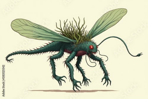 Obraz na płótnie Fantasy creature with insect features red eyes w salonie
