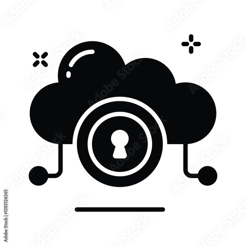 Cloud encryption icon amazingly designed in glyph style