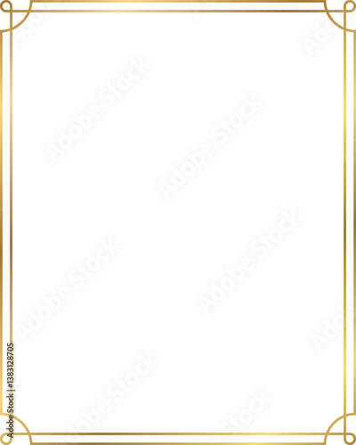 Vintage, rectangle golden frame isolated on transparent background, luxury gold border design with 4 : 5 aspect ratio for social post, card, banner.
