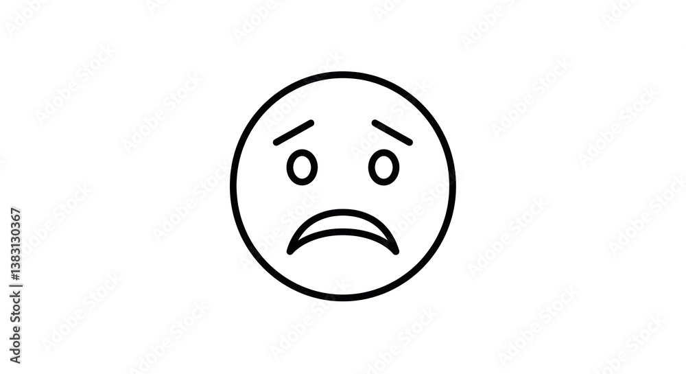 Simple line art illustration of a frowning face with furrowed brows, conveying displeasure or frustration. Simple line art illustration of a frowning face with furrowed brows, conveying displeasure or frustration.