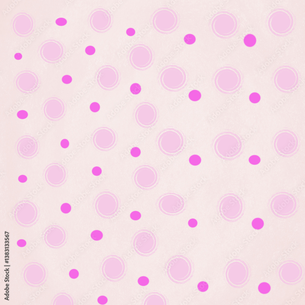 Polka dots design, Pink background, seamless repeat purple dots pattern, gift wrap paper Polka dots design, Pink background, seamless repeat purple dots pattern, gift wrap paper