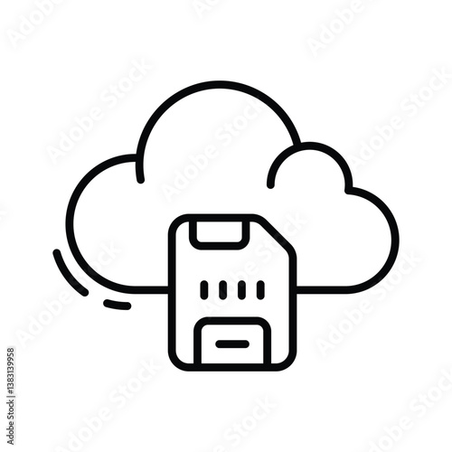 Get a sight of this latest line icon depicting cloud memory card