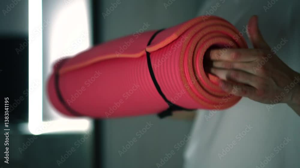 Estera de yoga deportiva.
El hombre está involucrado en el deporte.
Esterilla para dormir para hacer deporte.
Equipamiento deportivo