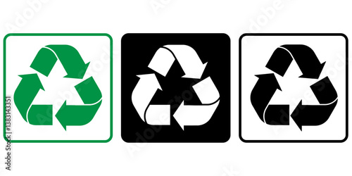 Set of recycling icons, plastic recycle symbol set, set of plastic recycling vector icons in different colour, recycle, symbol, vector, 