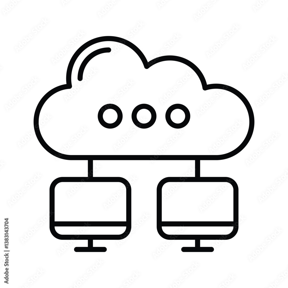 An icon creatively designed in line style showing cloud hosting An icon creatively designed in line style showing cloud hosting