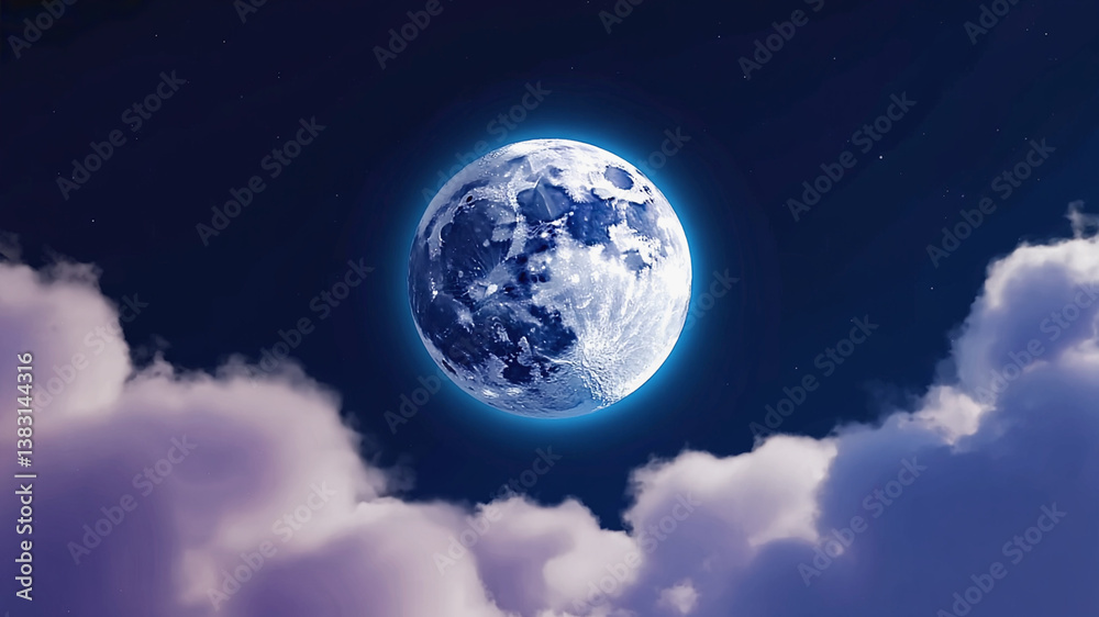 Full moon over clouds at night Full moon over clouds at night