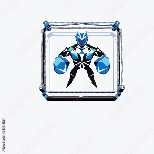 Adobe Illustrator Artwork Geometric Boxer in a Boxing Ring, Perfect for Sports Graphics