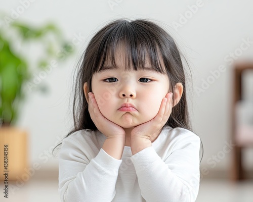 Upset child with pouty expression, feeling sad and disengaged