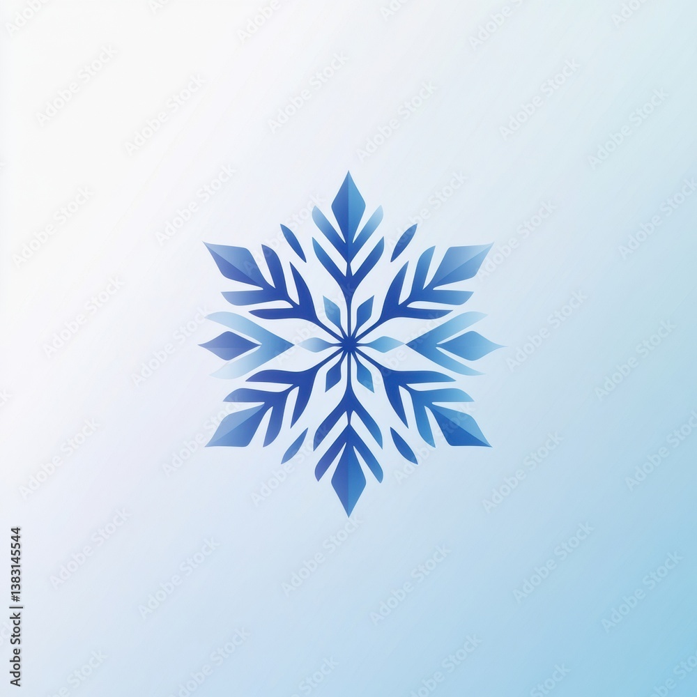 Geometric snowflake logo showcasing minimalistic design against a soft gradient winter background in a modern festive setting Geometric snowflake logo showcasing minimalistic design against a soft gradient winter background in a modern festive setting