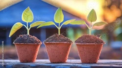 Obraz na płótnie Young plants in pots (1) w salonie
