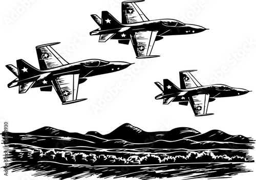 Military jet flyover tribute memorial day celebration military event open skies aerial view honoring heroes