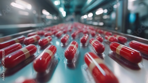 Obraz na płótnie Automated tablet compression machine forming precise pharmaceutical pills. w salonie