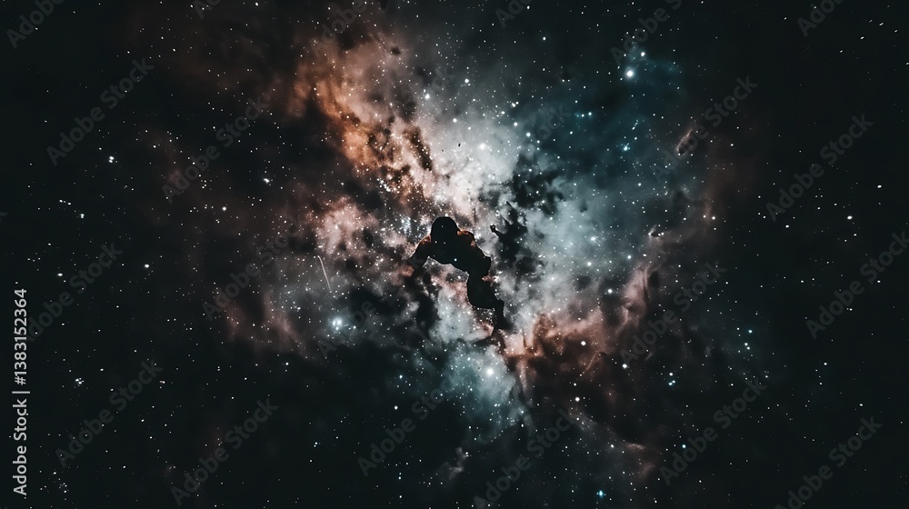 Fototapeta premium An artistic representation of interstellar space and a celestial figure