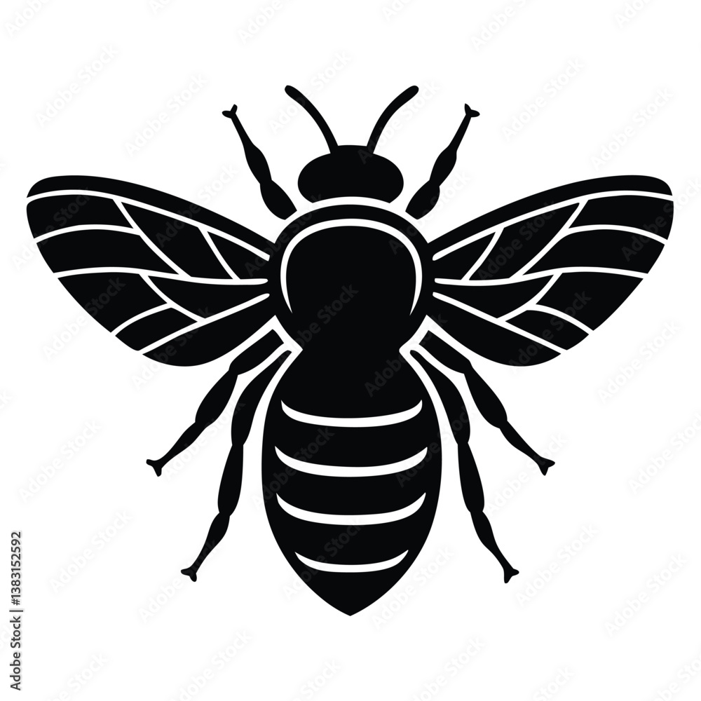 Fototapeta premium Bee silhouette isolated on a white background