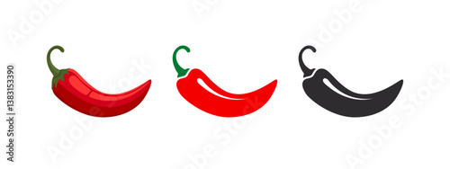 Spice pepper icons. Chili pepper symbols