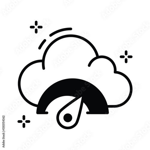 An amazingly designed glyph style icon of cloud performance