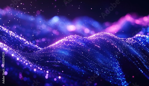 Abstract digital waves of vibrant light